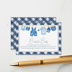 Blauw katoen baby shower boeken voor baby informatiekaartje
