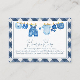 Blauw katoen baby shower boeken voor baby informatiekaartje