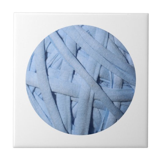 Blauw katoengaren textiel tegeltje (Voorkant)