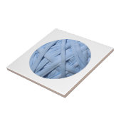 Blauw katoengaren textiel tegeltje (Zijkant)