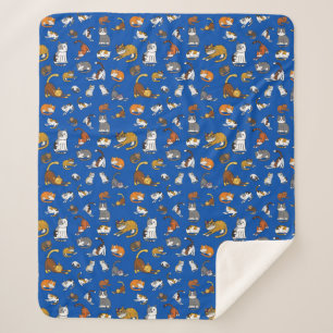 blauw kattenpatroon voor kattenliefhebbers - sherpa deken
