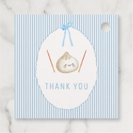 Blauw Kawaii Jongensboog Aziatische Dumpling Baby Bedankjes Labels