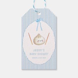 Blauw Kawaii Jongensboog Aziatische Dumpling Baby Cadeaulabel