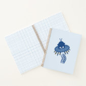 Blauw Kawaii Octopus UFO Notitieboek (Binnen)