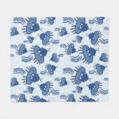 Blauw Kawaii octopus ufo patroon Fleece Deken (Voorkant (Horizontaal))