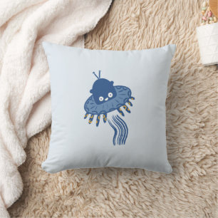 Blauw Kawaii Octopus UFO Tweezijdig Kussen