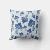Blauw Kawaii Octopus UFO Tweezijdig Kussen (Achterkant)