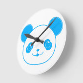 Blauw Kawaii Panda-Beer Ronde Klok (Hoek)