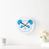 Blauw Kawaii Panda-Beer Ronde Klok (Huis)