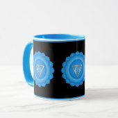 Blauw Keelchakra Symbool Mindfulness en Genezing Mok (Voorkant links)