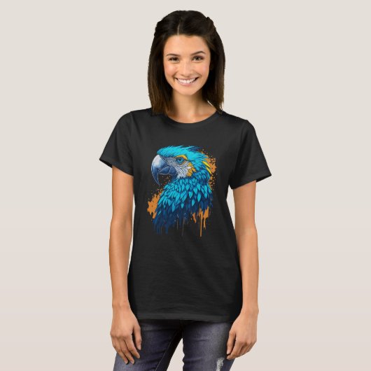 Blauw keelmacaw ontwerp t-shirt (Voorkant volledig)