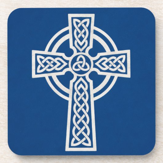 Blauw Keltisch Kruis Bier Onderzetter (Voorkant)
