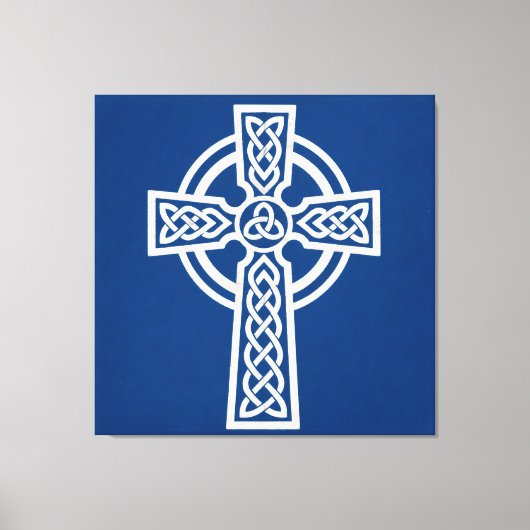 Blauw Keltisch Kruis Canvas Afdruk (Voorkant)