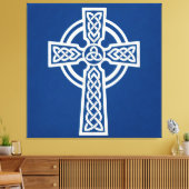 Blauw Keltisch Kruis Canvas Afdruk (Insitu (Woonkamer))