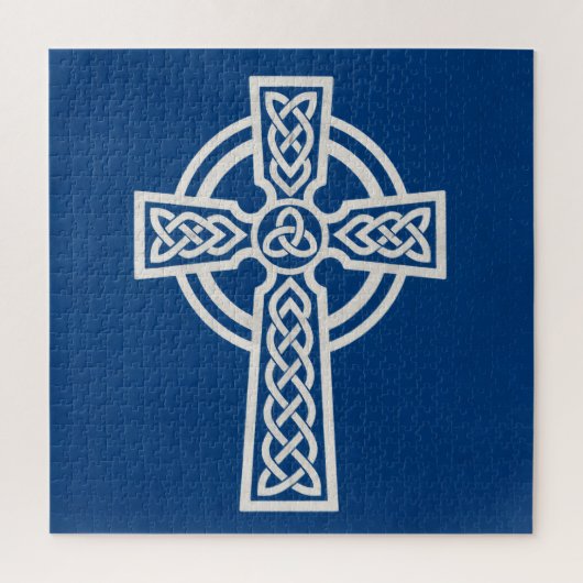 Blauw Keltisch Kruis Legpuzzel (Verticaal)