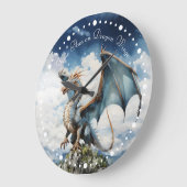 Blauw Keltisch Viking Dragon Magisch Sprookje Grote Klok (Hoek)
