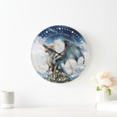 Blauw Keltisch Viking Dragon Magisch Sprookje Grote Klok (Huis)
