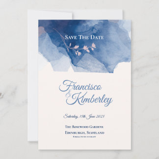 Blauw Kersenbloesem Save The Date Kaart
