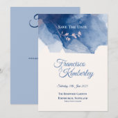 Blauw Kersenbloesem Save The Date Kaart (Voorkant / Achterkant)