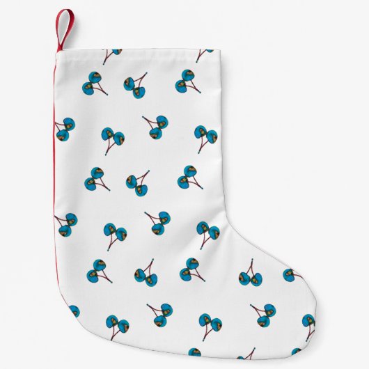 Blauw Kersenpatroon Kleine Kerstsok (Voorkant)