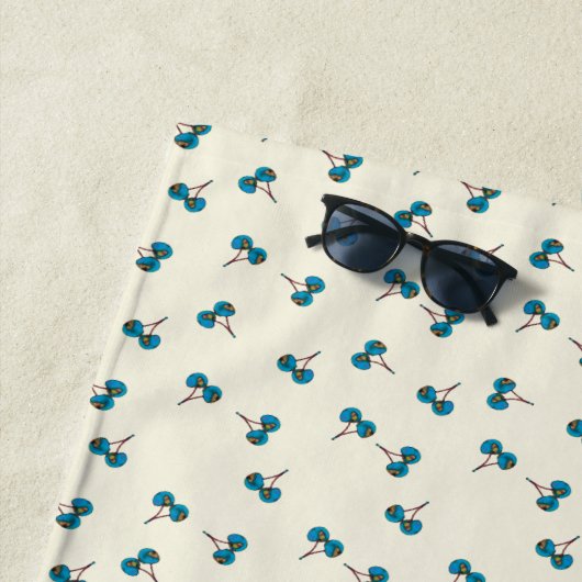 Blauw Kersenpatroon Strandlaken (In situ)