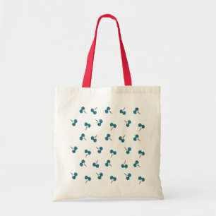 blauw kersenpatroon tote bag