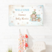 Blauw Kerst Beer Jongen Baby shower Banner (Insitu)