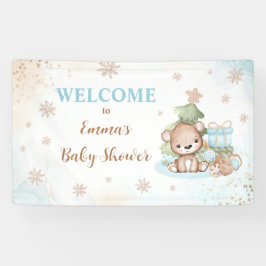 Blauw Kerst Beer Jongen Baby shower Banner