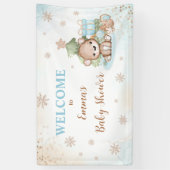 Blauw Kerst Beer Jongen Baby shower Banner (Verticaal)