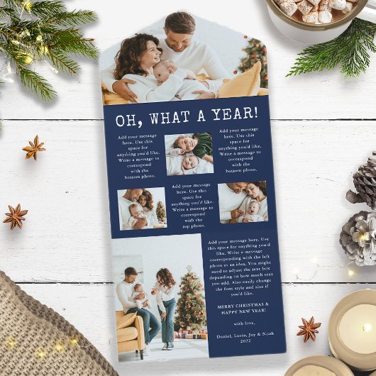 Blauw Kerst Collage Kaart