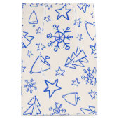 Blauw Kerst Doodle Cadeautas (Voorkant)