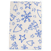 Blauw Kerst Doodle Cadeautas (Achterkant)