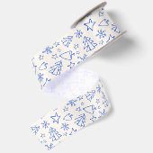Blauw Kerst Doodle Lint (Achterkant)