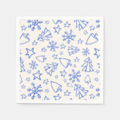 Blauw Kerst Doodle servetten (Voorkant)