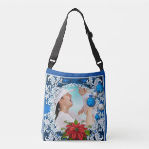 Blauw Kerst Fotolijstje Crossbody Tas