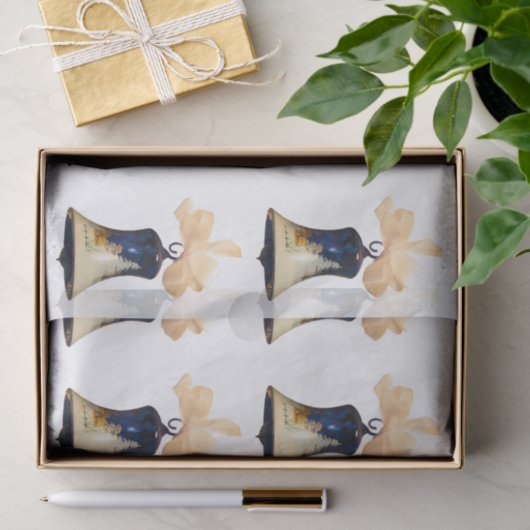 Blauw Kerst Jingle Bells Tissue Paper Tissuepapier (Geschenk)