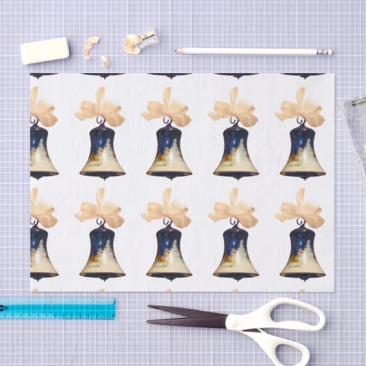 Blauw Kerst Jingle Bells Tissue Paper Tissuepapier (Craft)