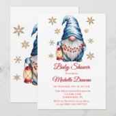 Blauw Kerst Kabouter Baby Shower Kaart (Voorkant / Achterkant)