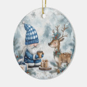 Blauw Kerst Kabouter  Keramisch Ornament (Links)