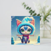 Blauw Kerst Kitty (Staand voorkant)