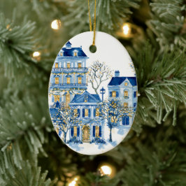 Blauw Kerst Ovaal Ornament – Kerstboom Decoratie