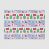 Blauw Kerst Patroon Tissue Papier (Voorkant)
