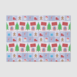Blauw Kerst Patroon Tissue Papier