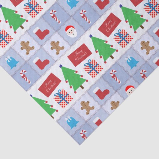 Blauw Kerst Patroon Tissue Papier (Detail)