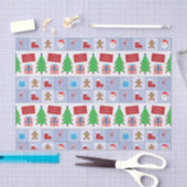 Blauw Kerst Patroon Tissue Papier (Craft)