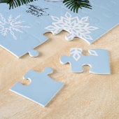 Blauw Kerst Reindeer Krans Festief Legpuzzel (Zijkant)