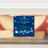 Blauw kerst slee en rendier baklabel labels (Aangebracht)