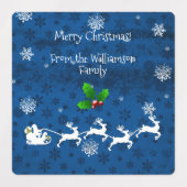 Blauw kerst slee en rendier baklabel labels (Design 1)