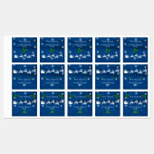 Blauw kerst slee en rendier baklabel labels (Vel)