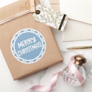 blauw Kerst sticker - vrolijk en helder!